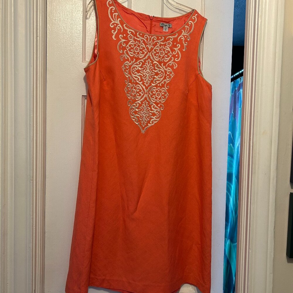 Salmon lined linen dress